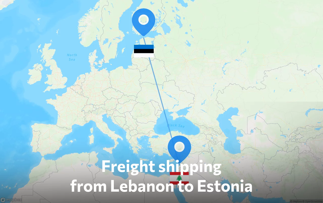 Shipping route from Lebanon to Estonia