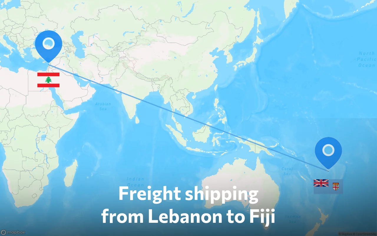 Shipping route from Lebanon to Fiji