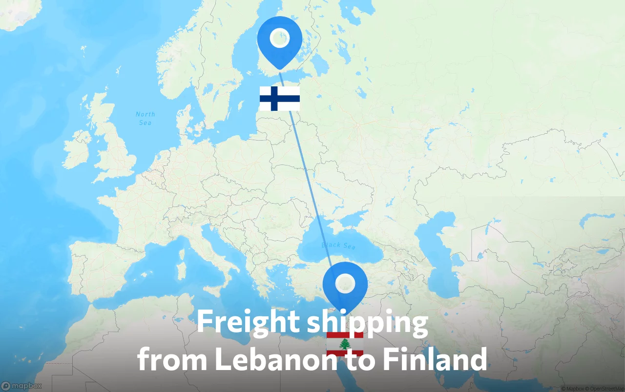 Shipping route from Lebanon to Finland