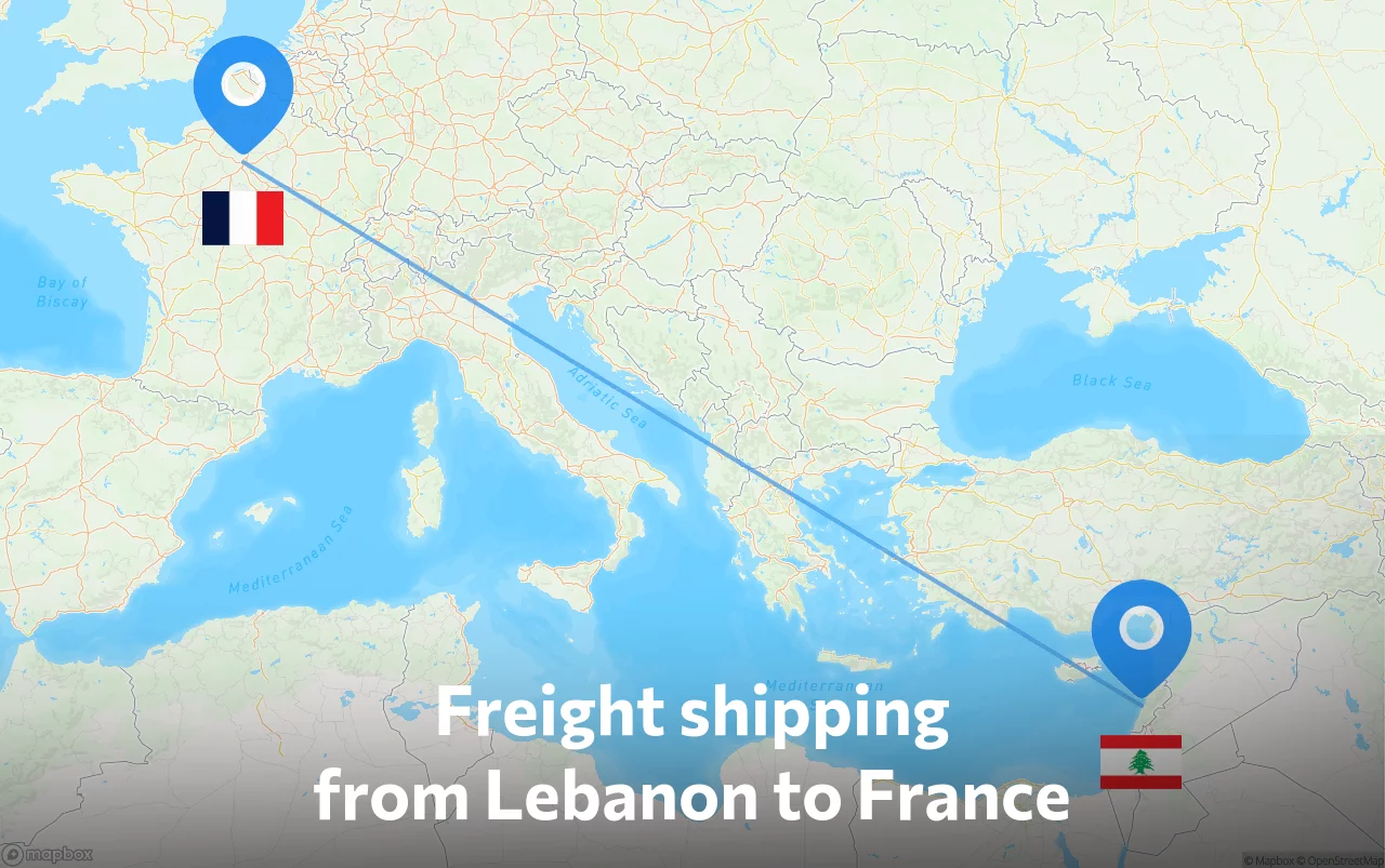 Shipping route from Lebanon to France