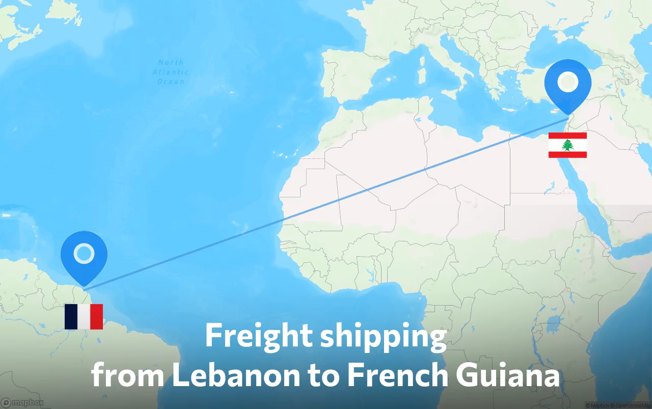 Shipping route from Lebanon to French Guiana