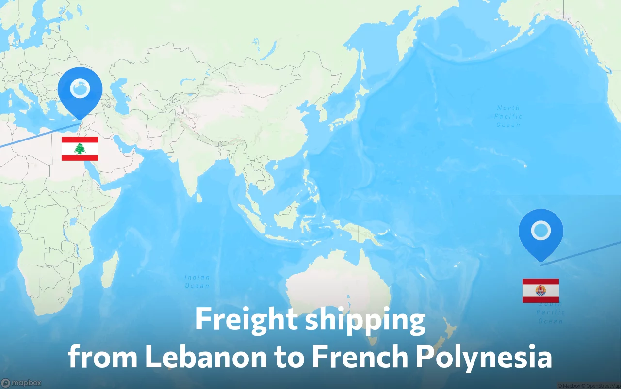 Shipping route from Lebanon to French Polynesia