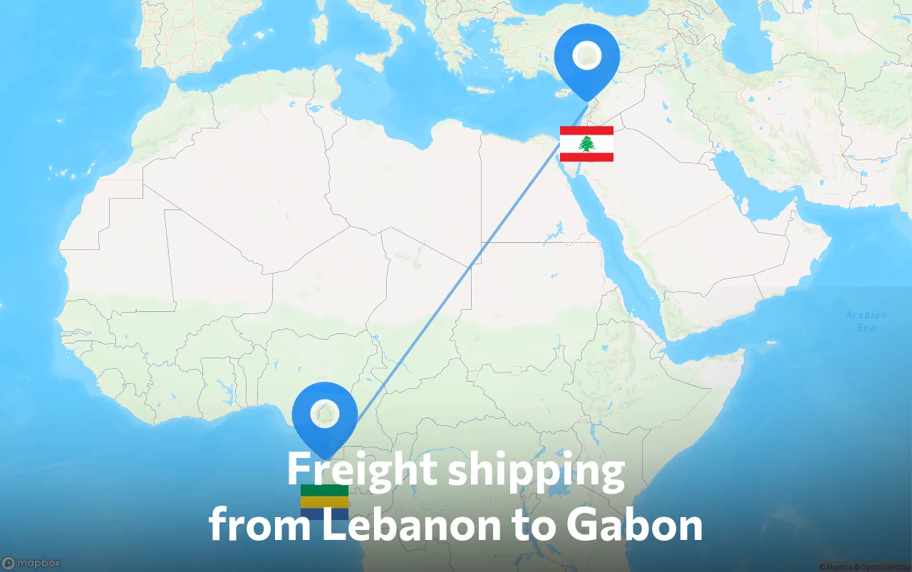 Shipping route from Lebanon to Gabon