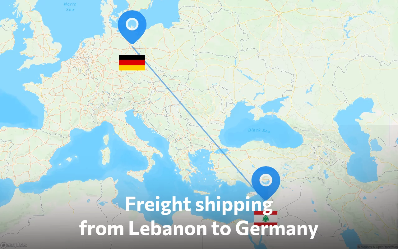 Shipping route from Lebanon to Germany