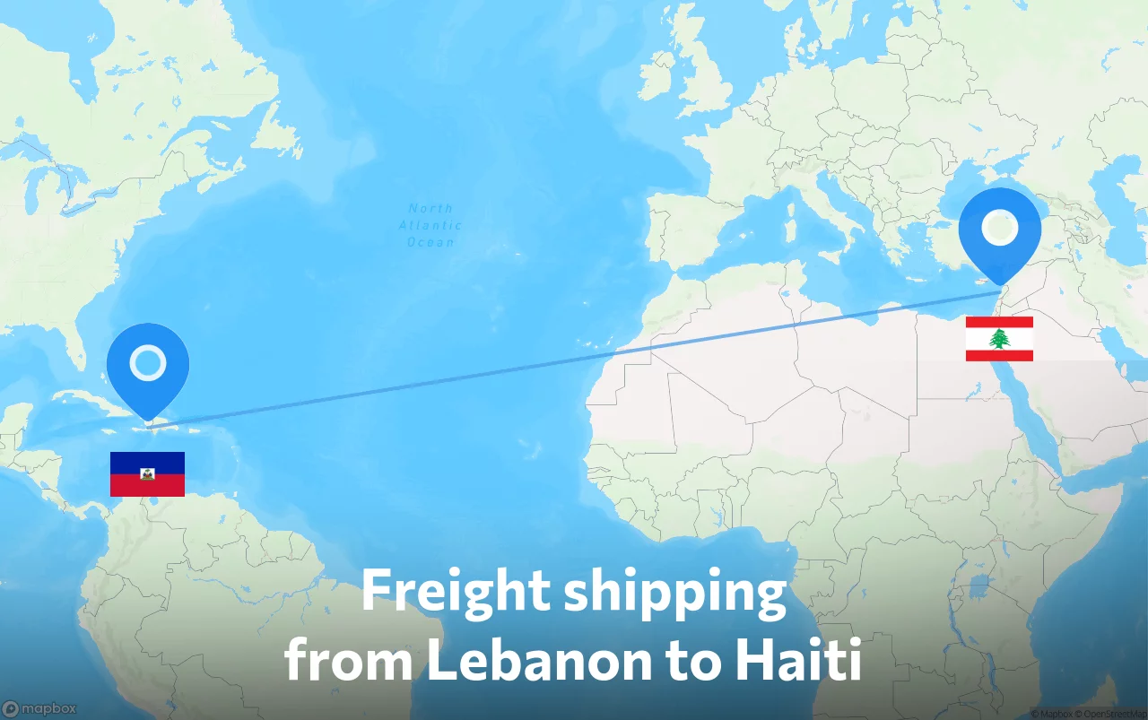 Shipping route from Lebanon to Haiti