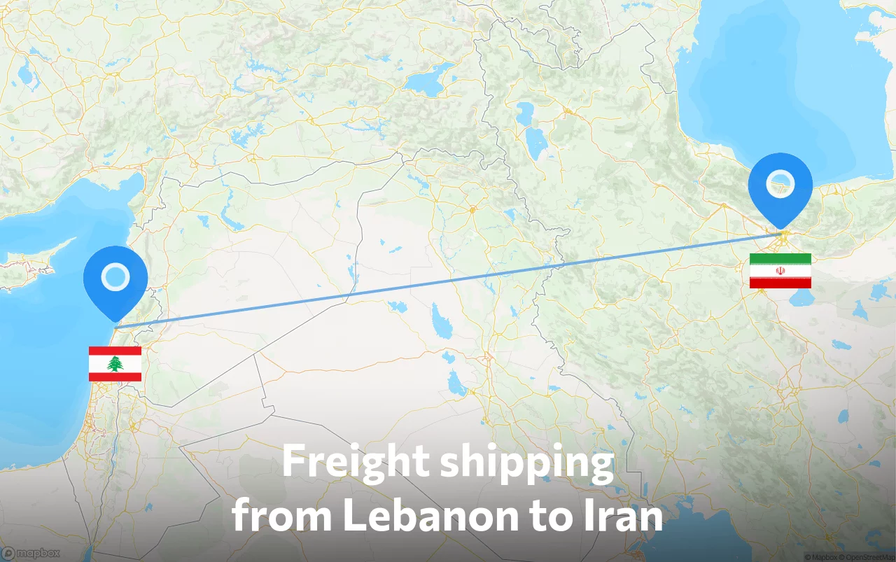 Shipping route from Lebanon to Iran