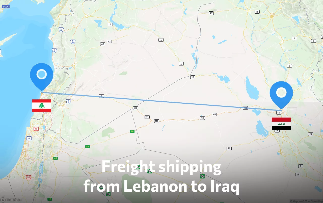 Shipping route from Lebanon to Iraq