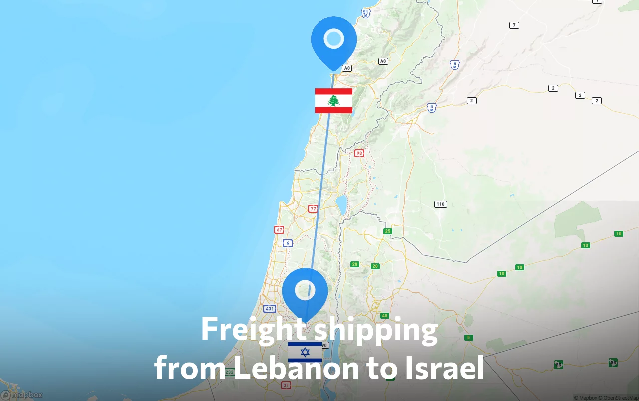 Shipping route from Lebanon to Israel