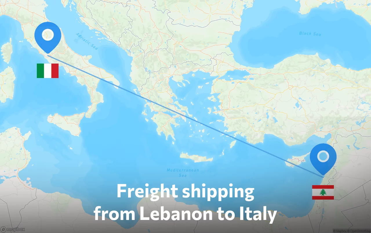 Shipping route from Lebanon to Italy