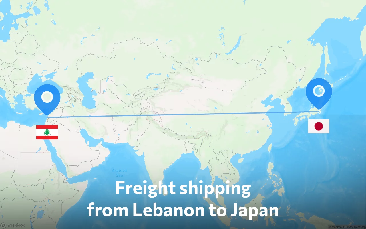 Shipping route from Lebanon to Japan
