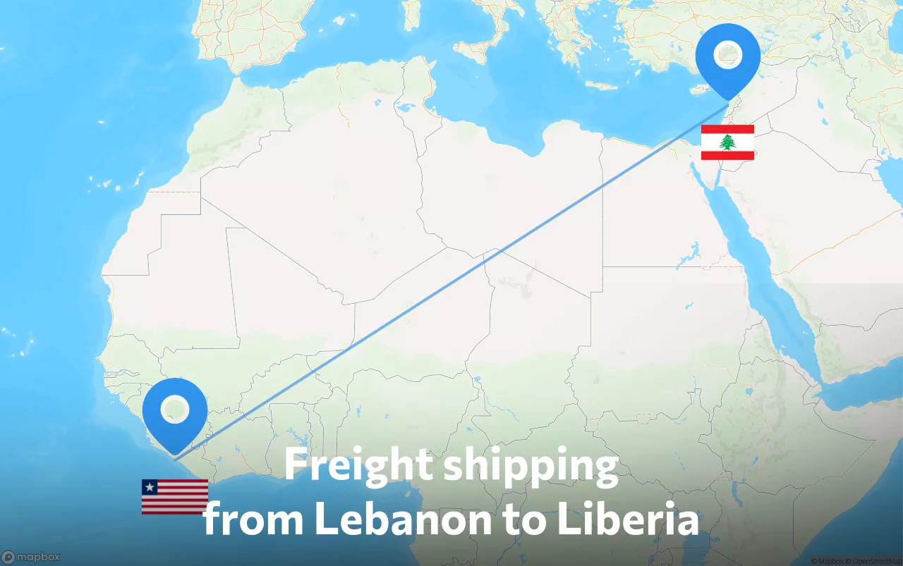 Shipping route from Lebanon to Liberia