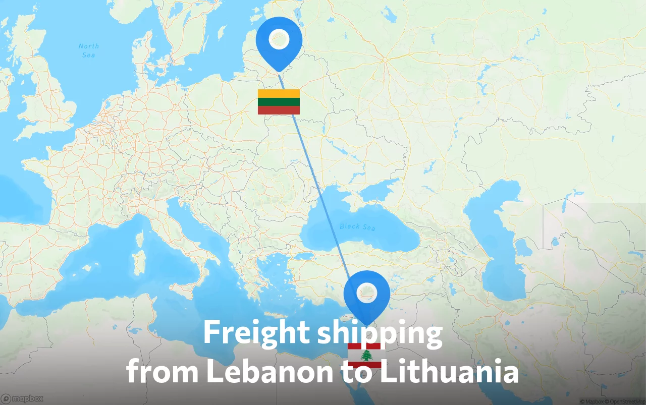 Shipping route from Lebanon to Lithuania