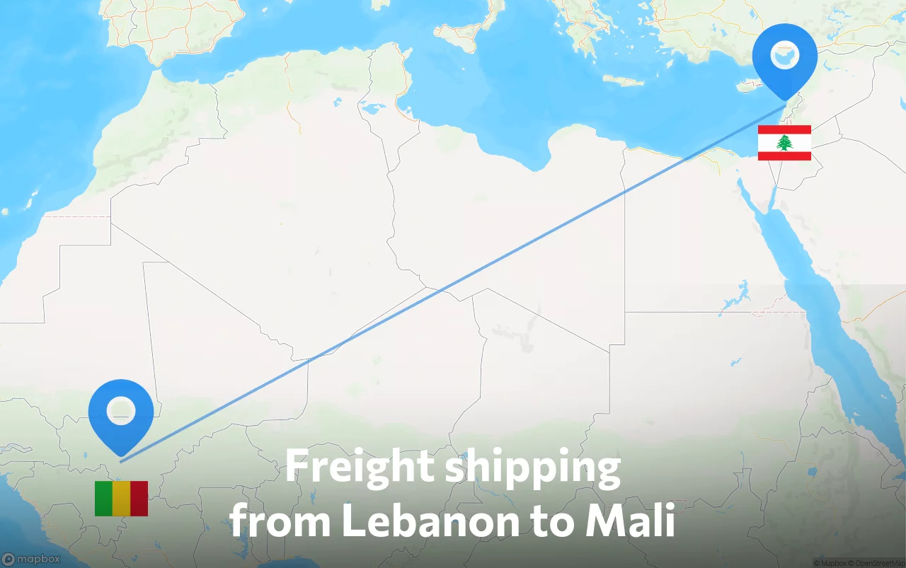 Shipping route from Lebanon to Mali
