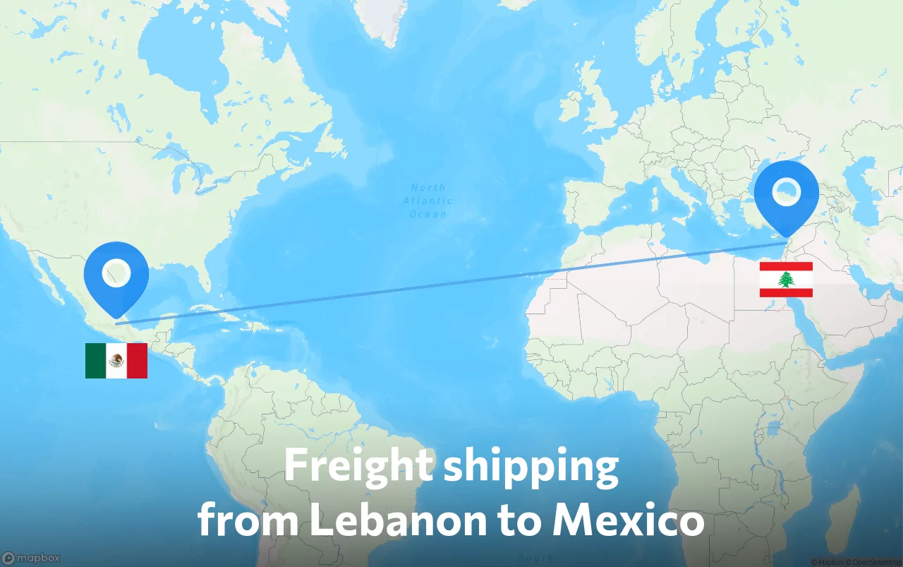 Shipping route from Lebanon to Mexico