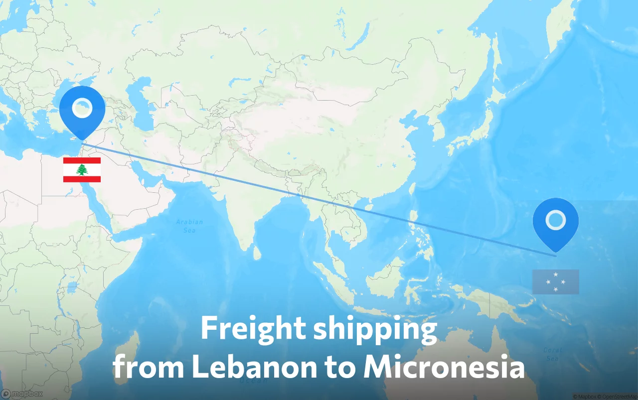 Shipping route from Lebanon to Micronesia