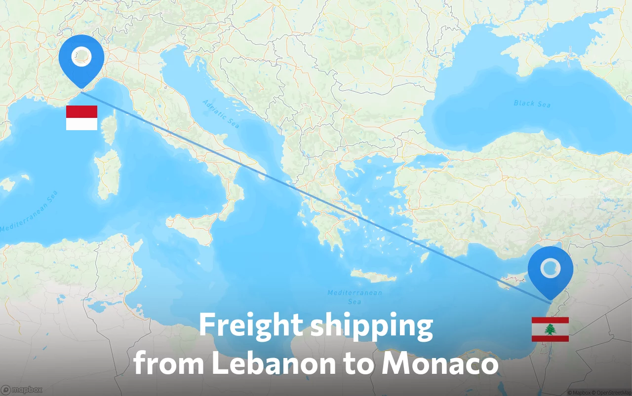 Shipping route from Lebanon to Monaco