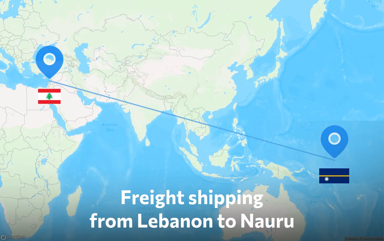 Shipping route from Lebanon to Nauru