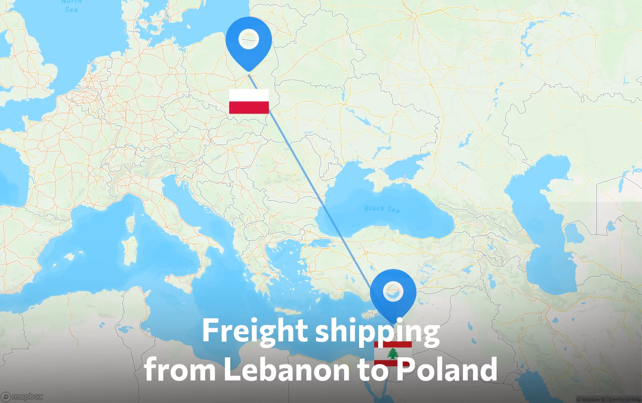 Shipping route from Lebanon to Poland