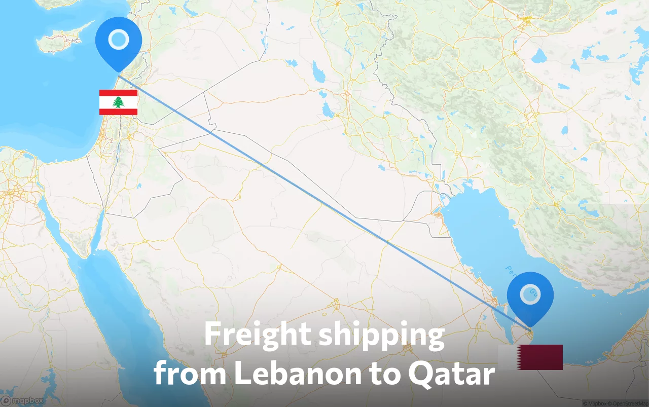 Shipping route from Lebanon to Qatar