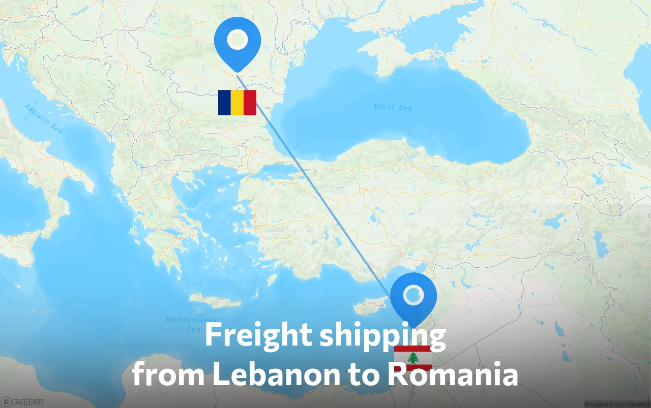 Shipping route from Lebanon to Romania