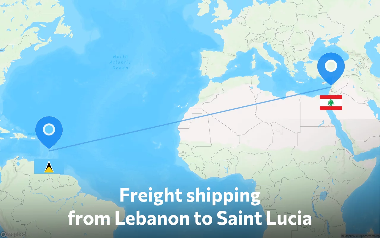 Shipping route from Lebanon to Saint Lucia