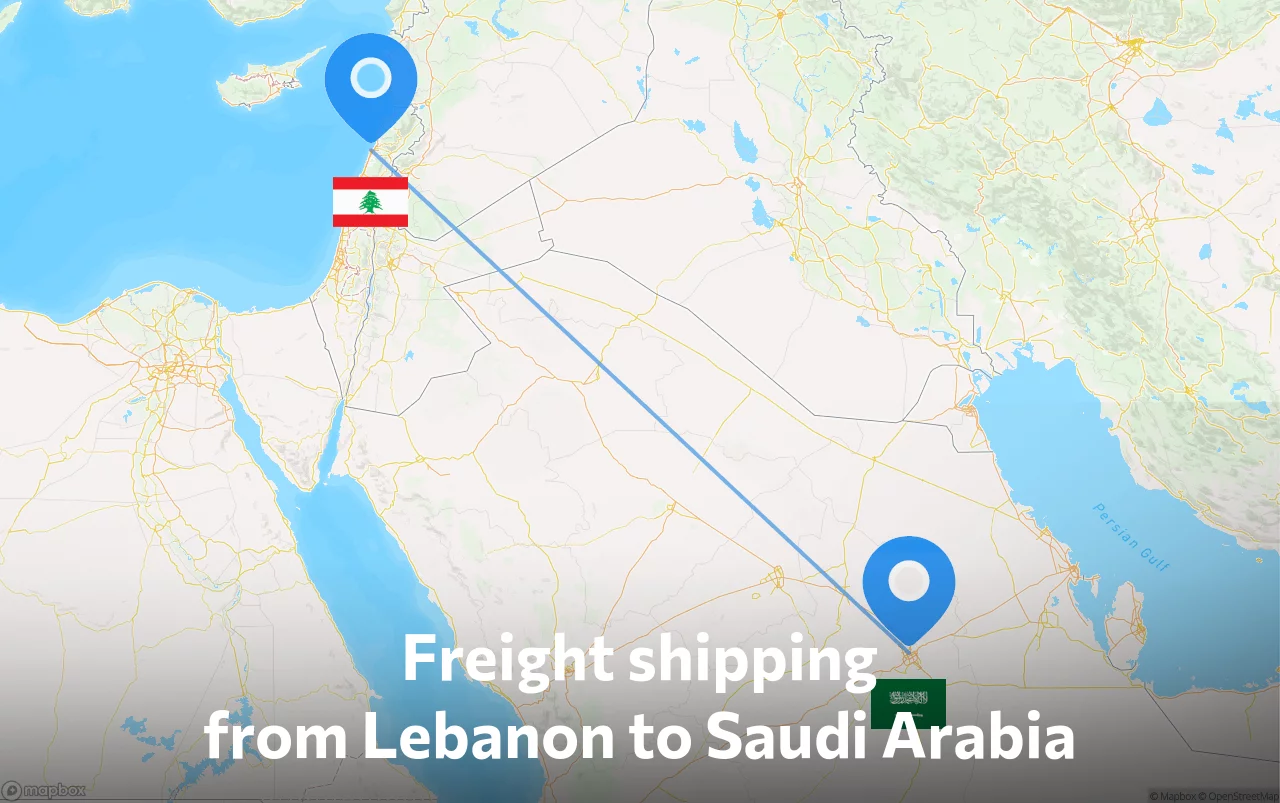 Shipping route from Lebanon to Saudi Arabia
