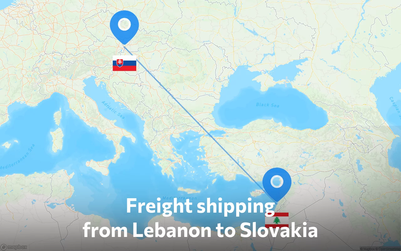 Shipping route from Lebanon to Slovakia