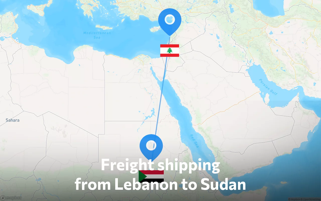 Shipping route from Lebanon to Sudan