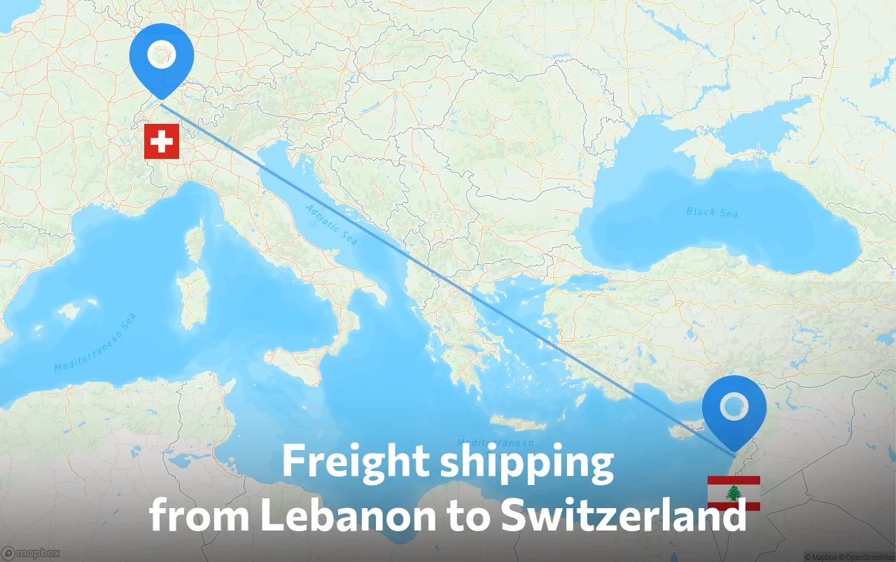 Shipping route from Lebanon to Switzerland