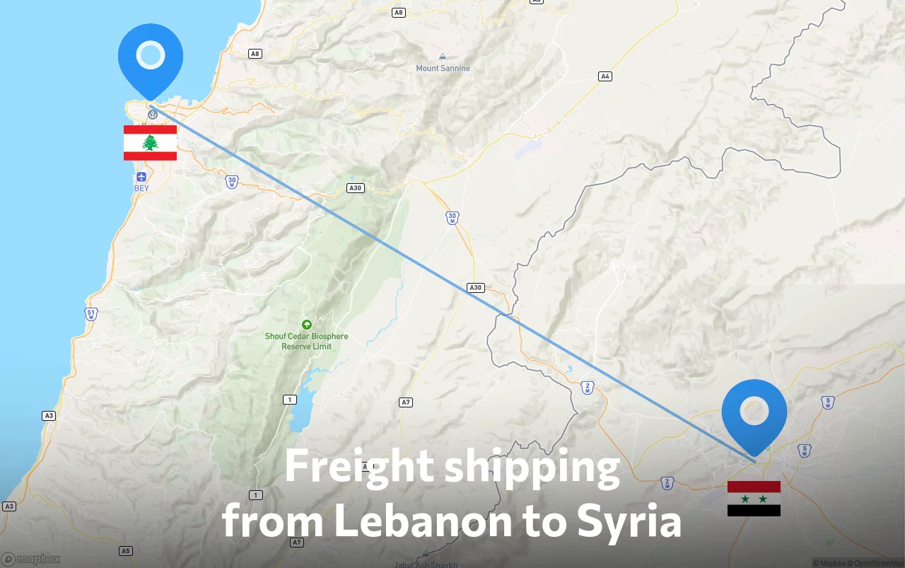 Shipping route from Lebanon to Syria