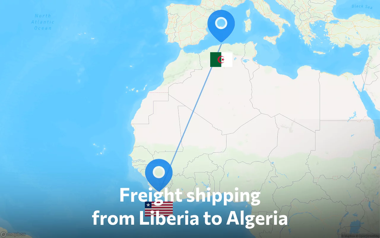 Shipping route from Liberia to Algeria