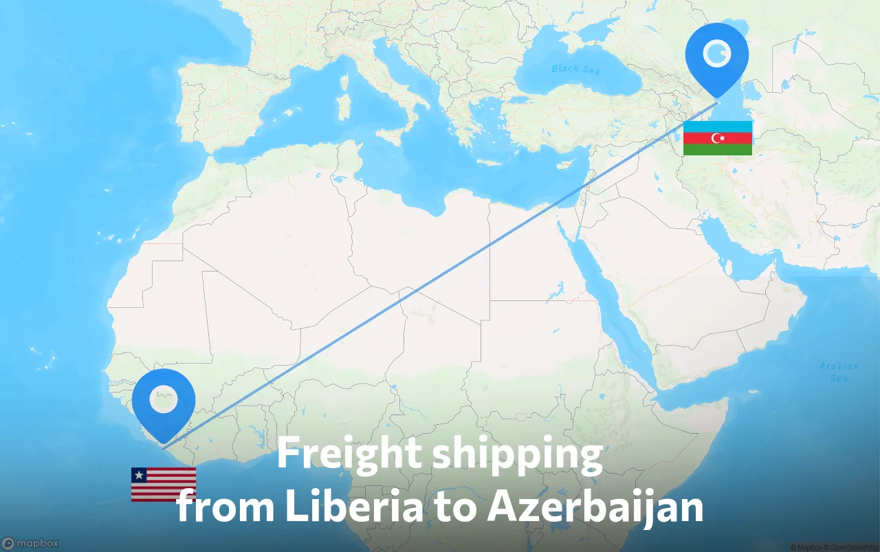 Shipping route from Liberia to Azerbaijan