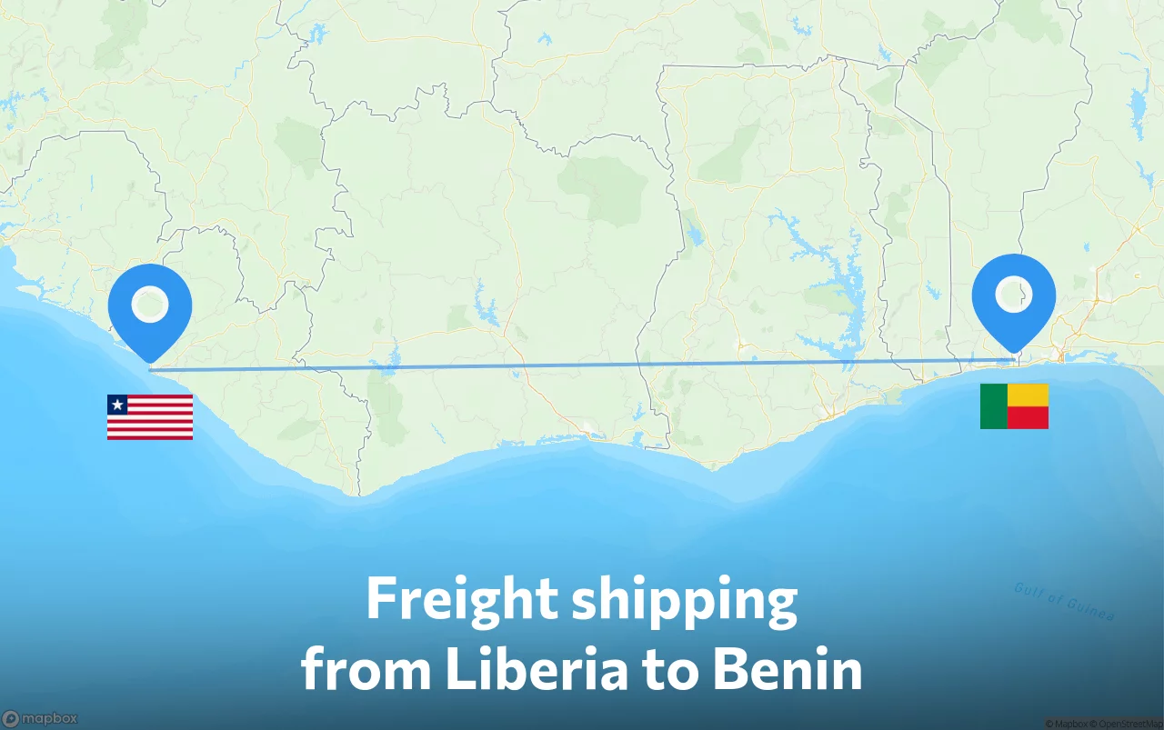 Shipping route from Liberia to Benin