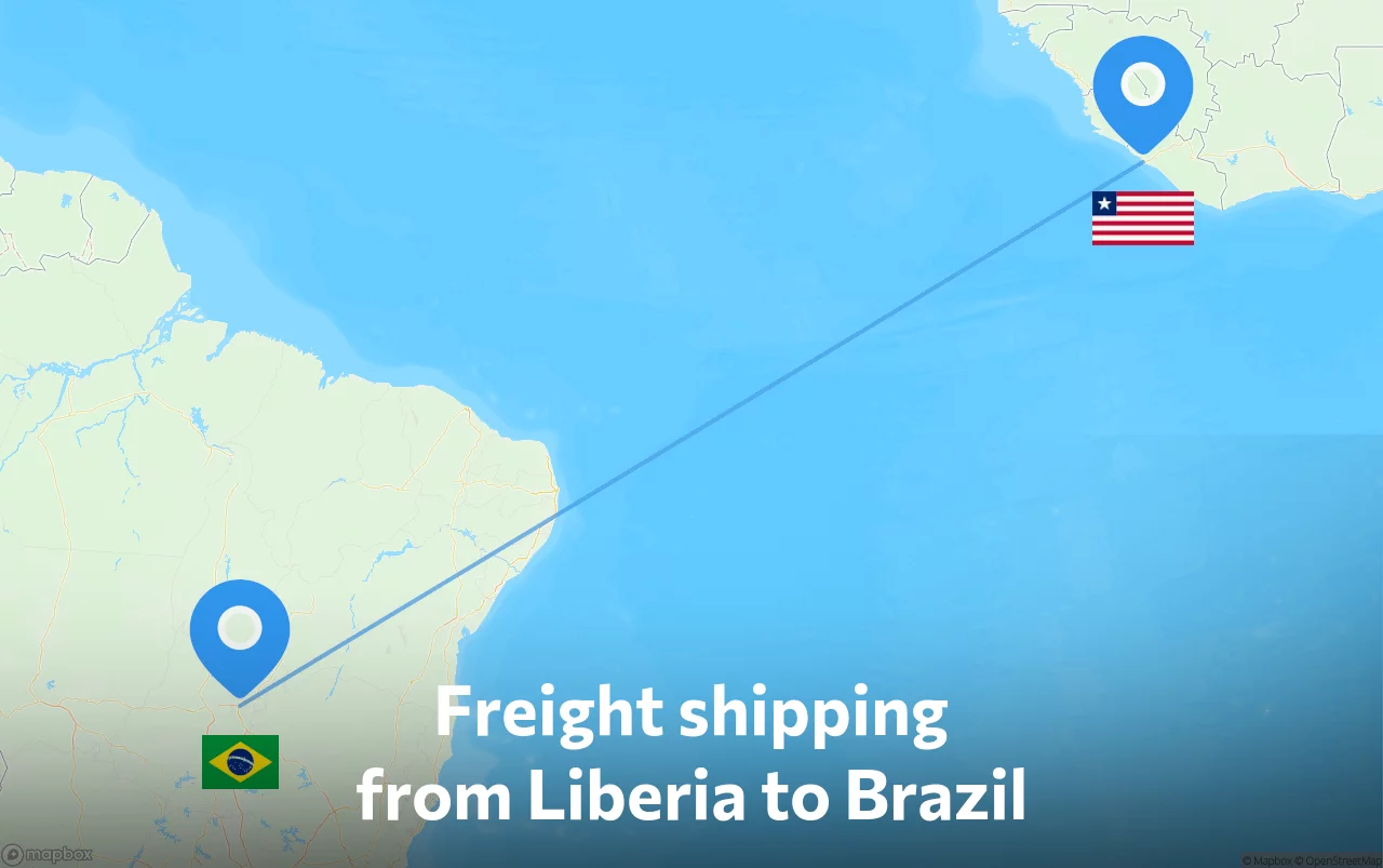 Shipping route from Liberia to Brazil