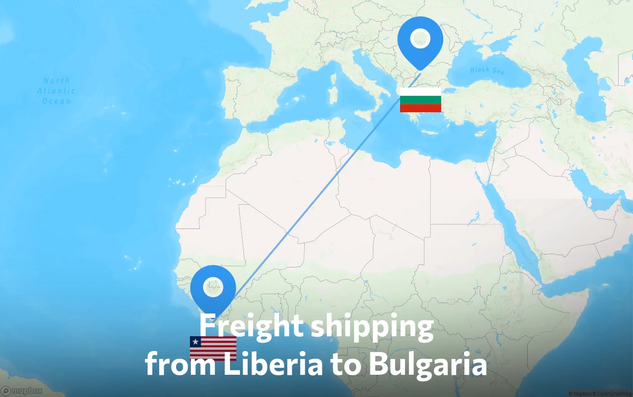 Shipping route from Liberia to Bulgaria