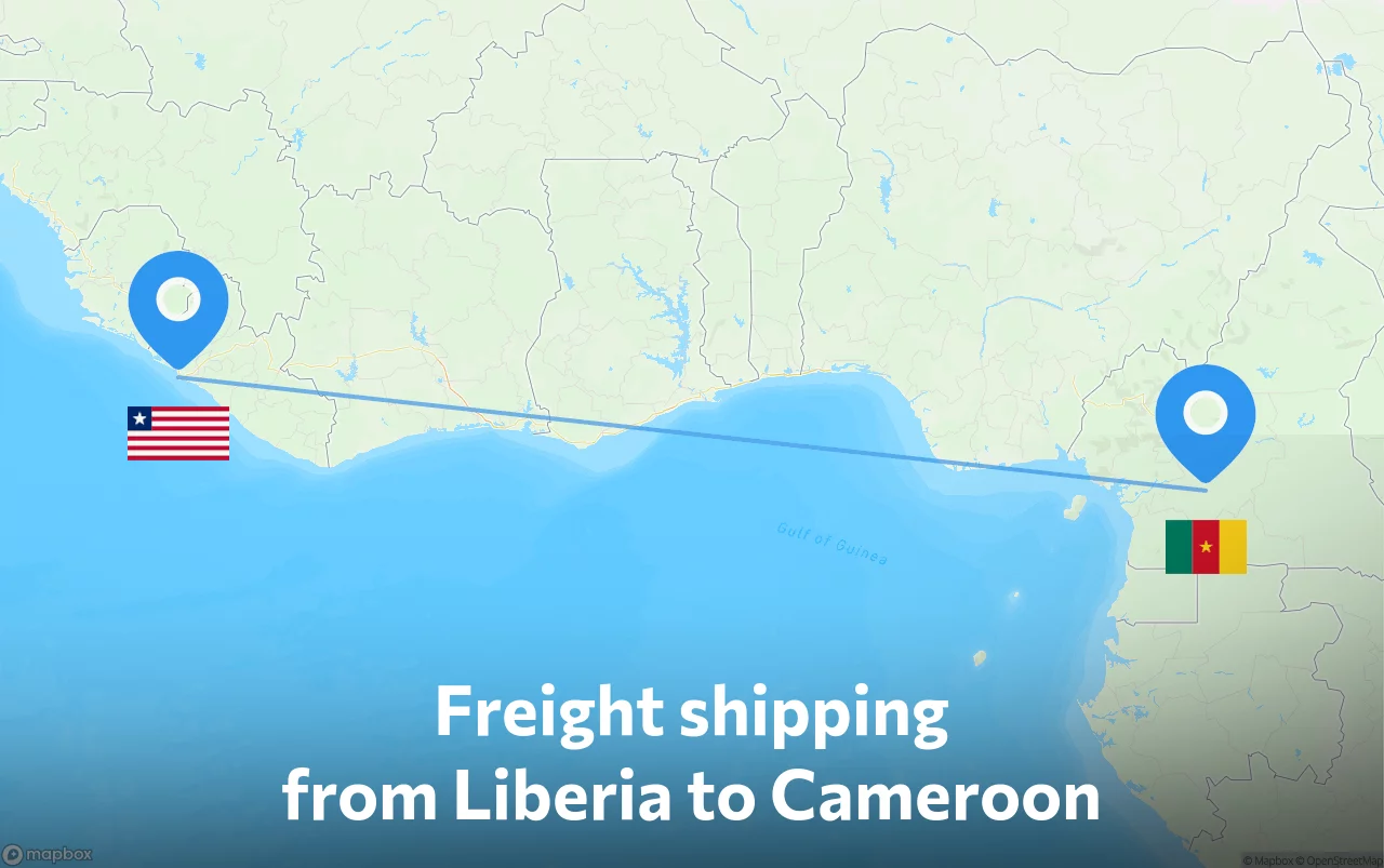 Shipping route from Liberia to Cameroon