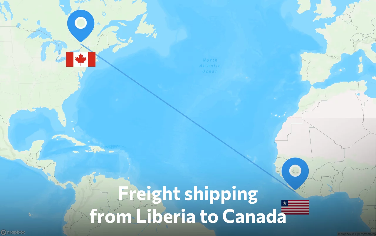 Shipping route from Liberia to Canada