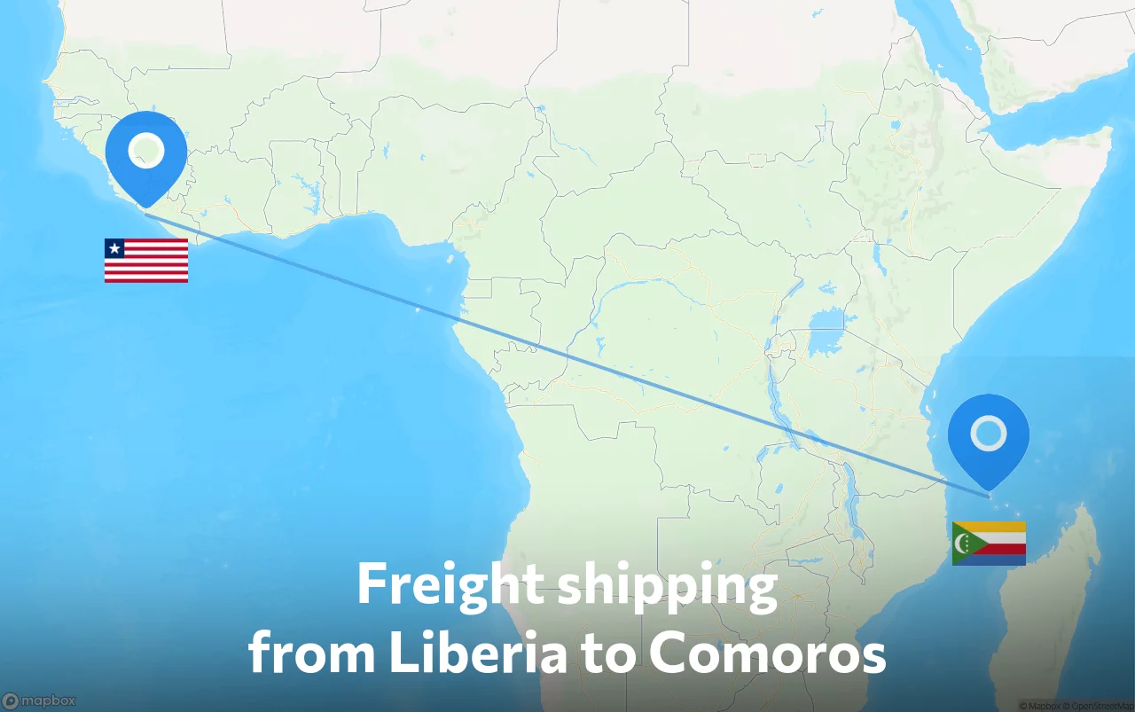 Shipping route from Liberia to Comoros