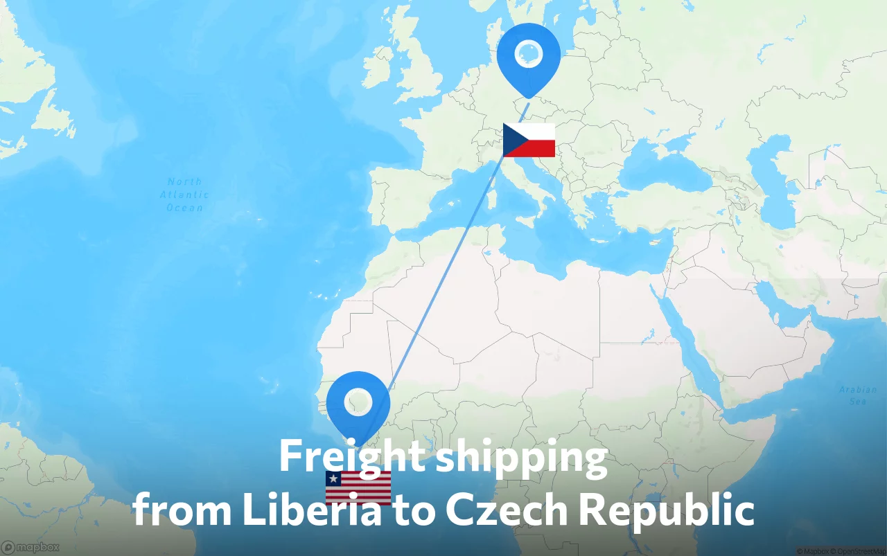 Shipping route from Liberia to Czech Republic