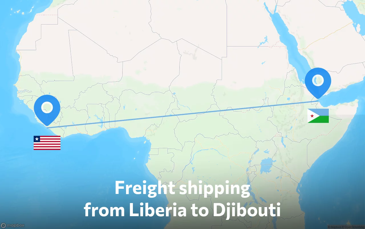 Shipping route from Liberia to Djibouti