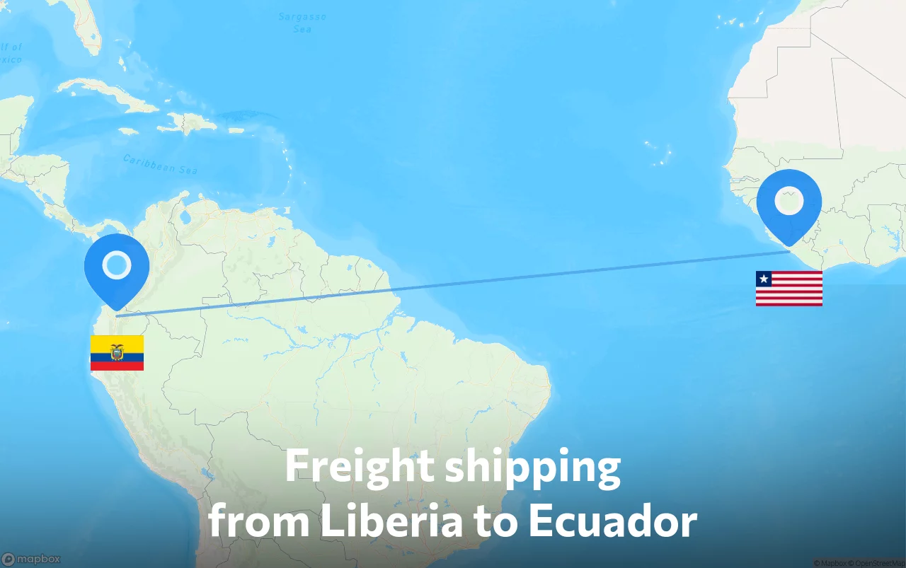 Shipping route from Liberia to Ecuador
