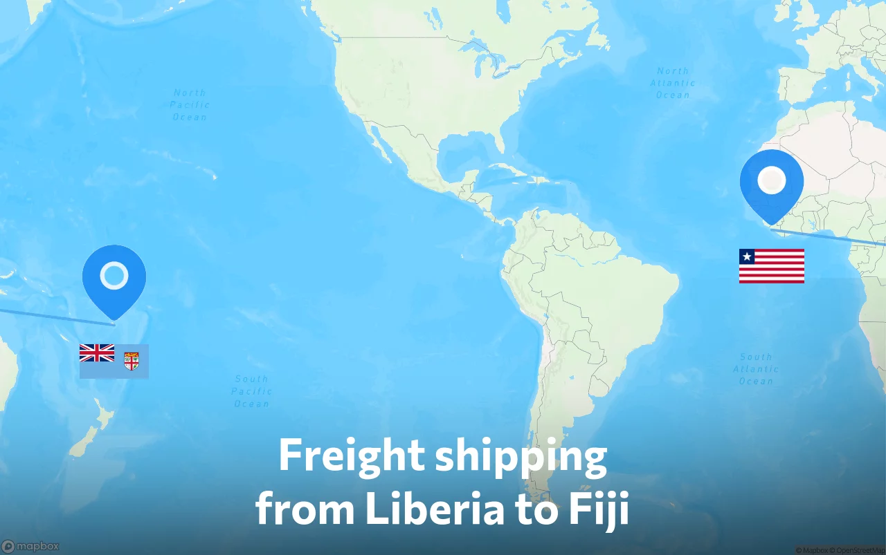 Shipping route from Liberia to Fiji