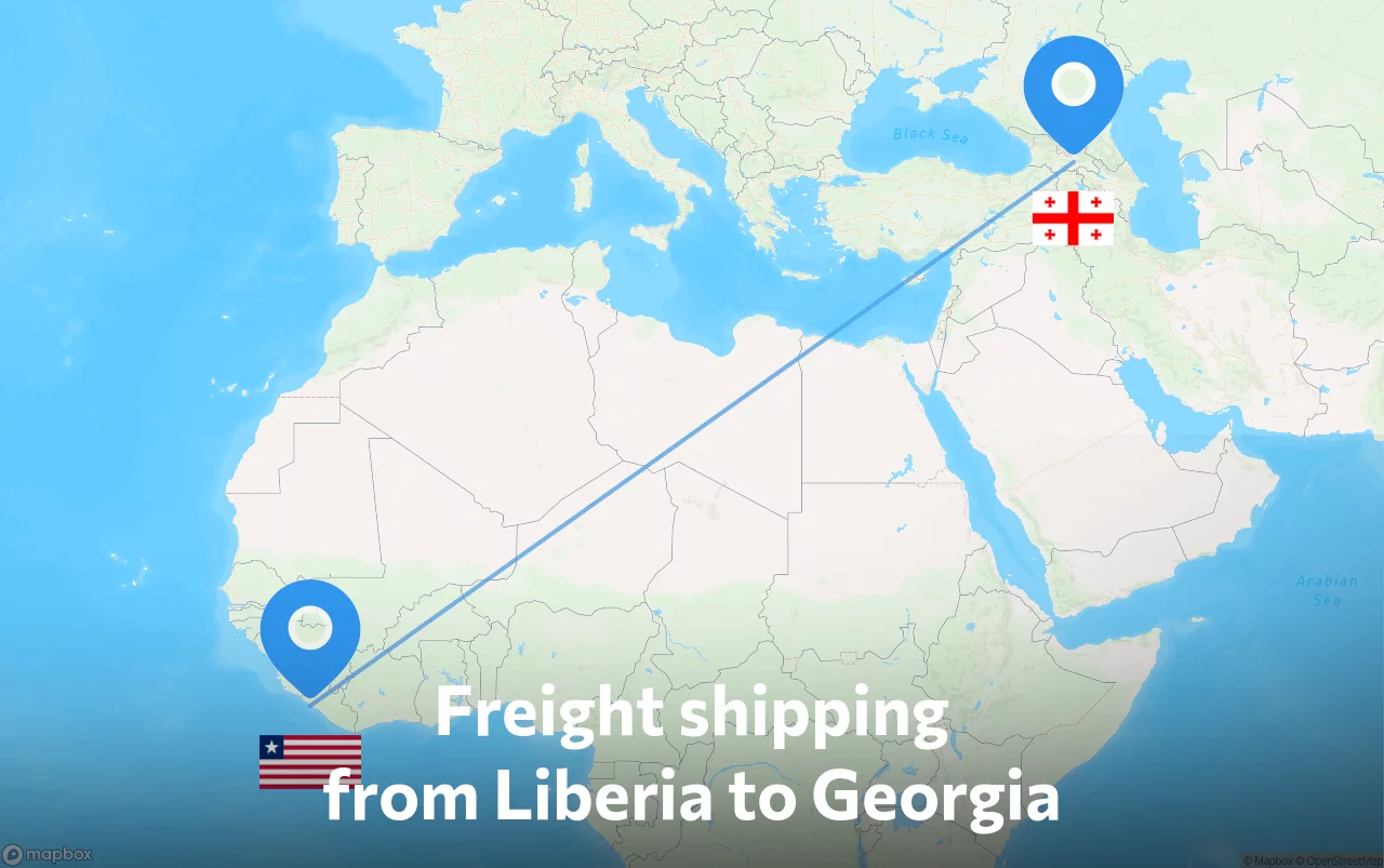Shipping route from Liberia to Georgia