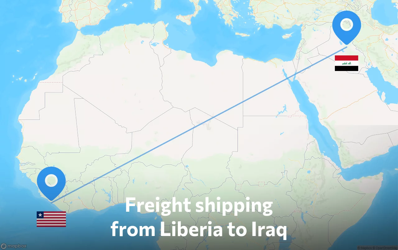 Shipping route from Liberia to Iraq