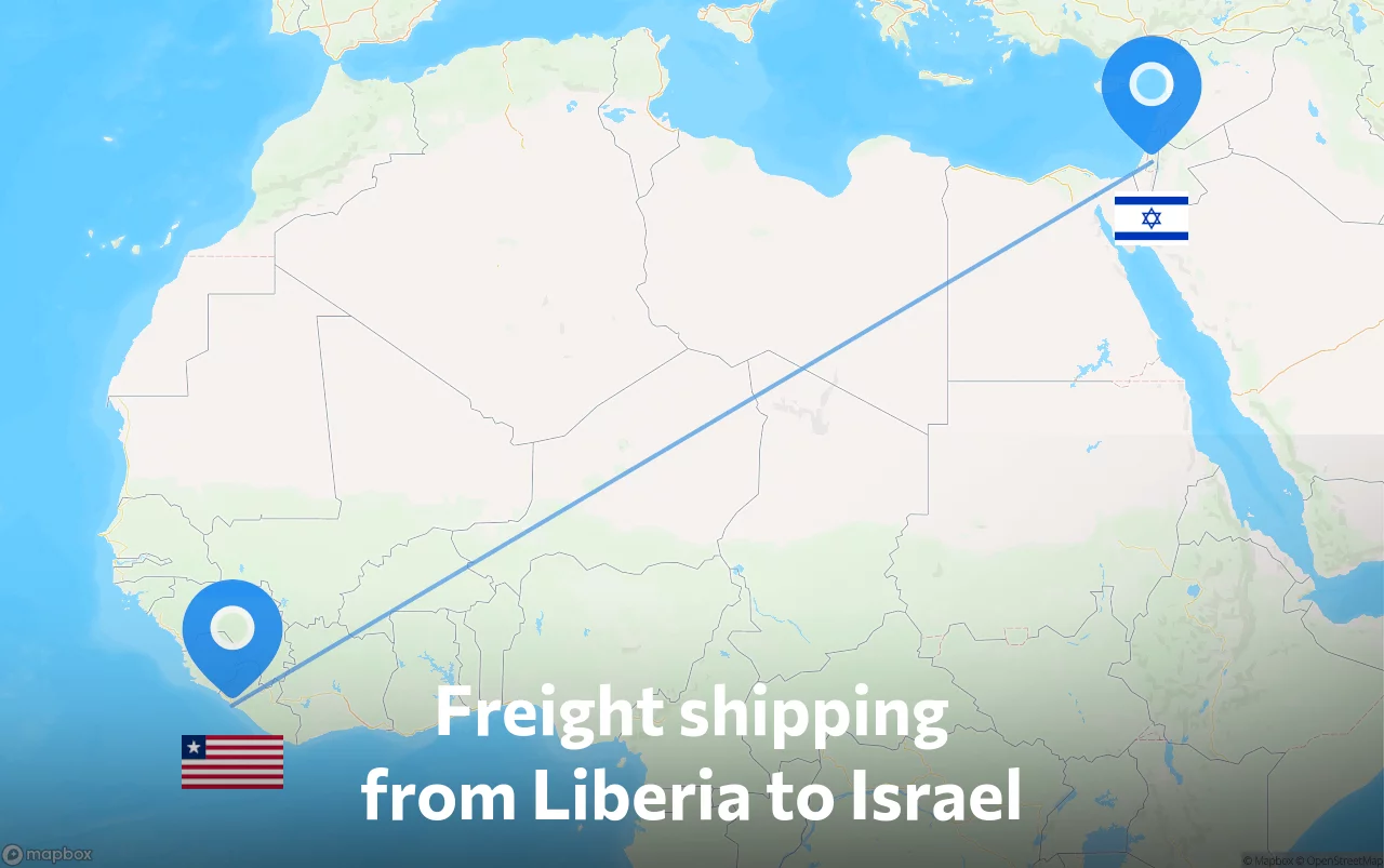 Shipping route from Liberia to Israel