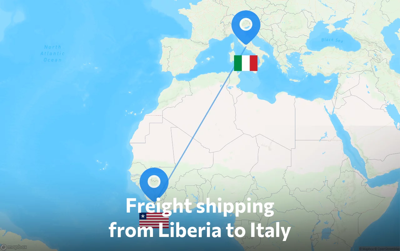 Shipping route from Liberia to Italy