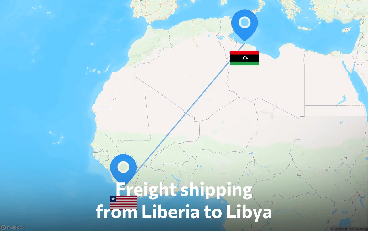 Shipping route from Liberia to Libya