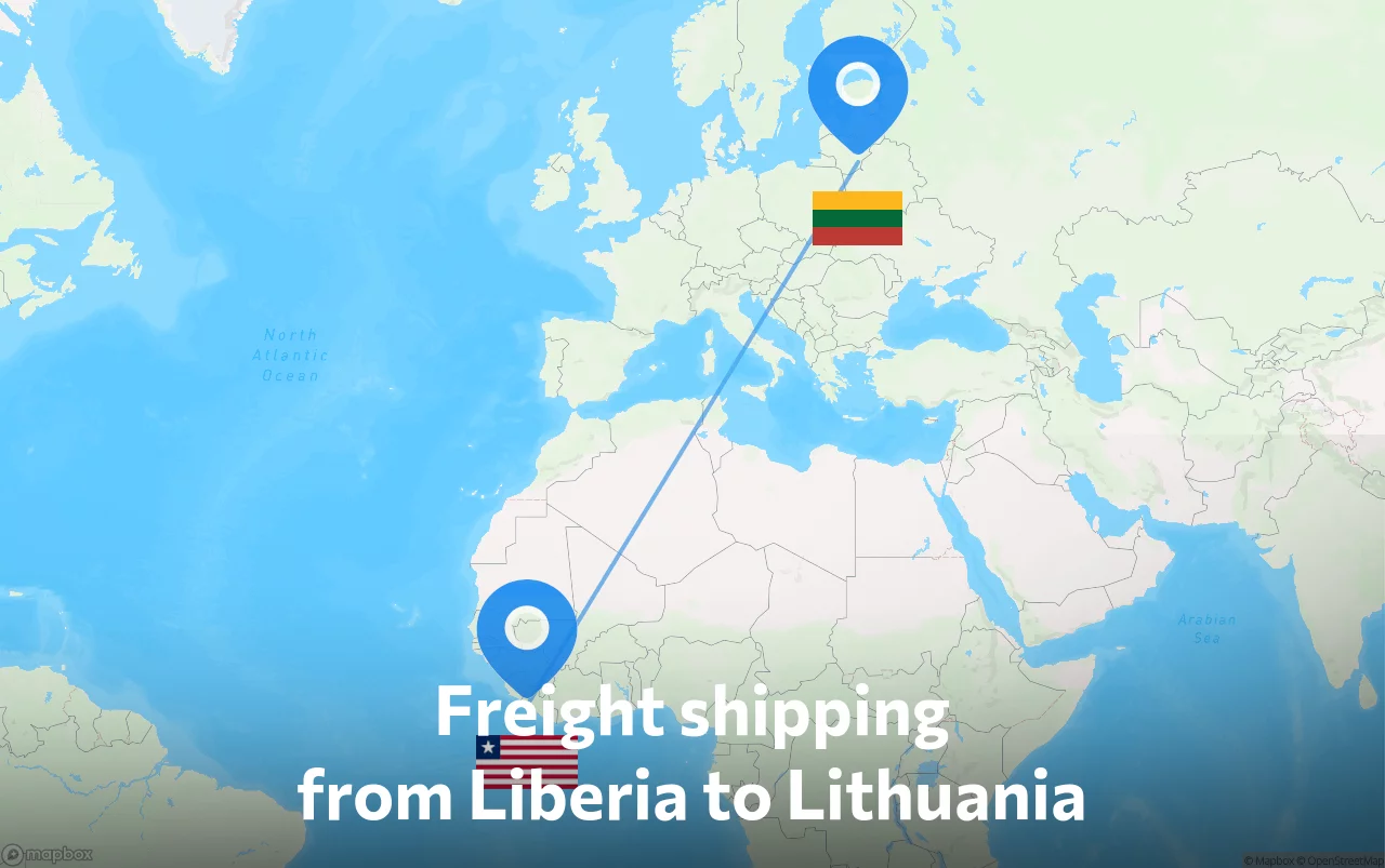 Shipping route from Liberia to Lithuania