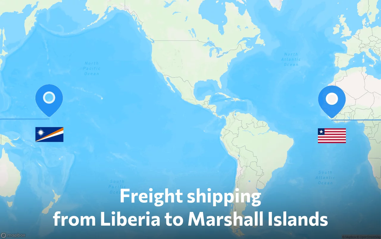 Shipping route from Liberia to Marshall Islands