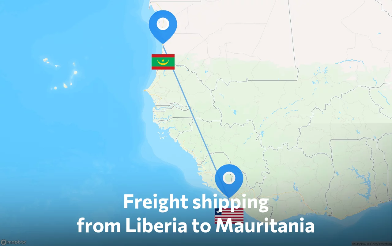 Shipping route from Liberia to Mauritania